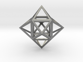 Stellated Cube (Hexahedron) 1.8" in Natural Silver