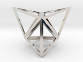 Stellated Tetrahedron 1" in Rhodium Plated Brass