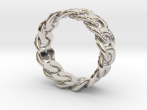 8.2mm Beaded Cuban Link Band in Rhodium Plated Brass