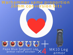 MK Galaxy Papa Blue Sergeant Leg armor relief stic in Smooth Fine Detail Plastic