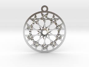 Twelve 5 pointed Stars Pendant 1.8" in Natural Silver