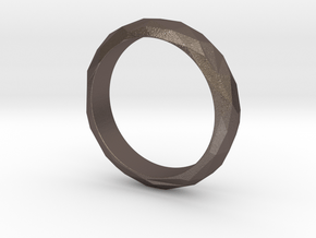 Low Poly Ring Narrow in Polished Bronzed-Silver Steel: 6 / 51.5