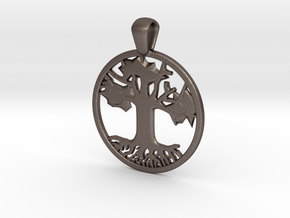 Tree of Life/Hope Pendant (.08 inches Thick) in Polished Bronzed-Silver Steel