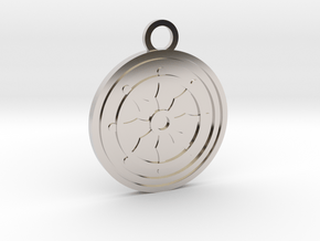 Dharma Wheel in Rhodium Plated Brass