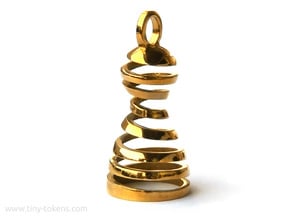 Spiral Pawn Pendant in Polished Brass: Small