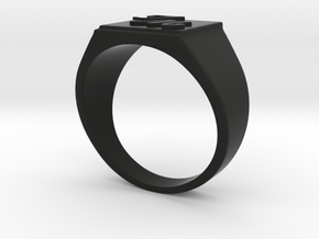 Initials Signet ring (size 63) in Black Premium Versatile Plastic