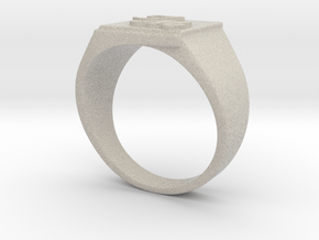 Initials Signet ring (size 63) in Natural Sandstone