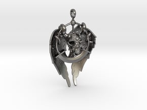 AMULET Skull and Wings in Polished Nickel Steel