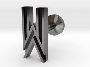 Letter W in Fine Detail Polished Silver