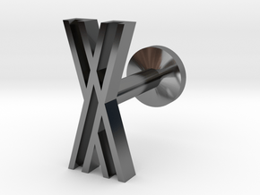 Letter X in Fine Detail Polished Silver