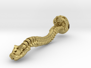 Human Skull Jewelry Pendant Necklace, Vertebrae in Natural Brass