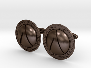 Spartan Shield Cufflinks in Polished Bronze Steel