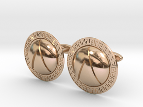 Spartan Shield Cufflinks in 14k Rose Gold
