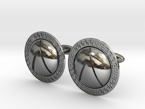 Spartan Shield Cufflinks in Fine Detail Polished Silver