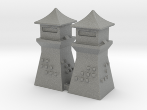2mm 3mm Scale China Style Guard Tower Pair in Gray PA12