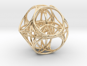 Air internal radiation tetrahedron in 14k Gold Plated Brass