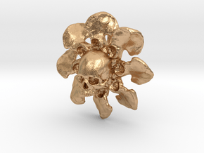 Human Skull Jewelry Pendant Necklace, Flower Bone in Natural Bronze