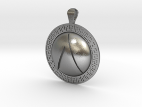 Spartan Shield Pendant in Natural Silver