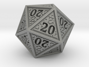 Hedron D20 (All 20's version) Solid in Gray PA12