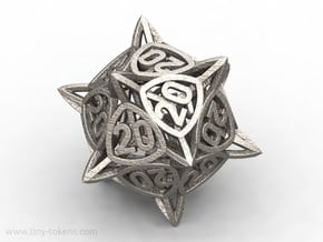 Center Arc All 20's version - Novelty D20 dice in Polished Bronzed-Silver Steel
