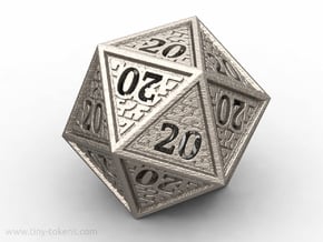 Hedron All 20's version - Novelty D20 gaming dice in Polished Bronzed Silver Steel