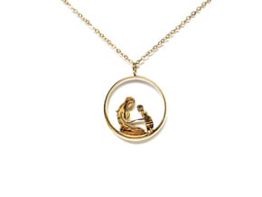 Mother & Son Pendant 2 -Motherhood Collection in Polished Brass