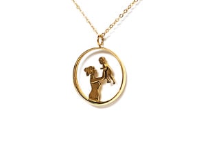 Mother & Son Pendant 1 -Motherhood Collection in Polished Brass