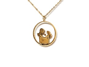 Mother & Daughter Pendant 3 -Motherhood Collection in Polished Brass