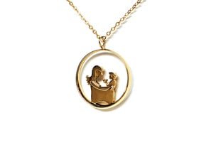 Mother & Son Pendant 3 -Motherhood Collection in Polished Brass