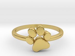 PawPrint Ring  in Polished Brass