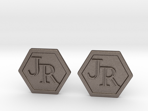 Monogram Cufflinks JR in Polished Bronzed-Silver Steel