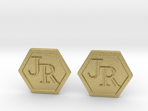 Monogram Cufflinks JR in Natural Brass