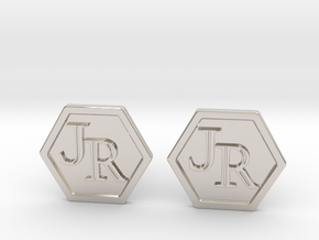 Monogram Cufflinks JR in Rhodium Plated Brass