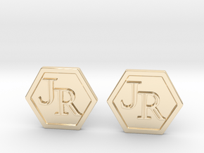 Monogram Cufflinks JR in 14k Gold Plated Brass