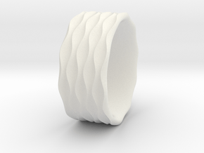 Sinewave Ring in White Natural Versatile Plastic