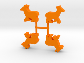Deer Doe Meeple, running, 4-set in Orange Processed Versatile Plastic