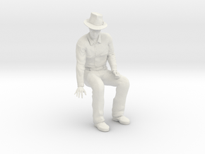 SE Fred sitting on bench with hat in White Natural Versatile Plastic