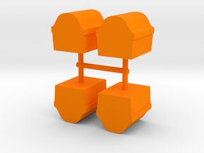 Game Piece, Treasure Chest 4-set in Orange Processed Versatile Plastic