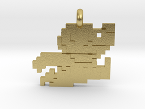 Mario bros 8 bit Pendant necklace all materials in Natural Brass