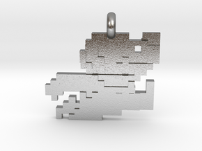 Mario bros 8 bit Pendant necklace all materials in Natural Silver