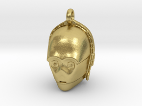 Star wars C3PO Pendant necklace all materials in Natural Brass
