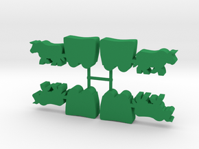 Ox and Wagon Meeple, 4-set in Green Processed Versatile Plastic