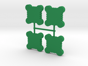 Square Palisade Wall Meeple, round towers, 4-set in Green Processed Versatile Plastic