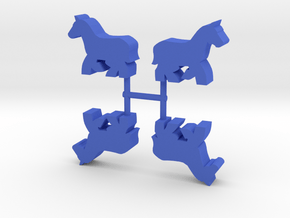 Horse Meeple, running, 4-set in Blue Processed Versatile Plastic