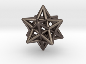 Smallest Stellated Dodecahedron Pendant in Polished Bronzed-Silver Steel