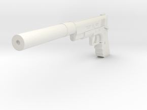 1:3 Silverballer Hitman Gun in White Natural Versatile Plastic