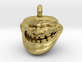 Trollface Meme Pendant necklace all materials in Natural Brass