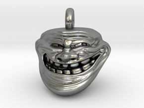 Trollface Meme Pendant necklace all materials in Natural Silver