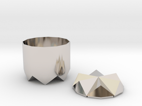 Pot and Lid in Rhodium Plated Brass