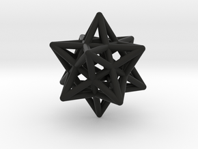 Small Stellated Dodecahedron Pendant in Black Premium Versatile Plastic